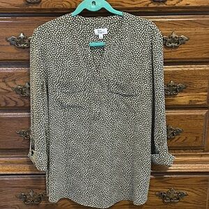 Kim Rogers Olive and White Patterned Blouse